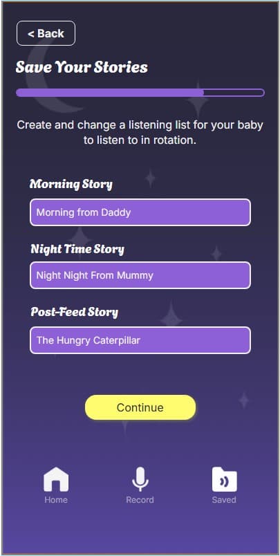 Onboarding screen for saving stories into a rotation of morning, night time and post-feed.